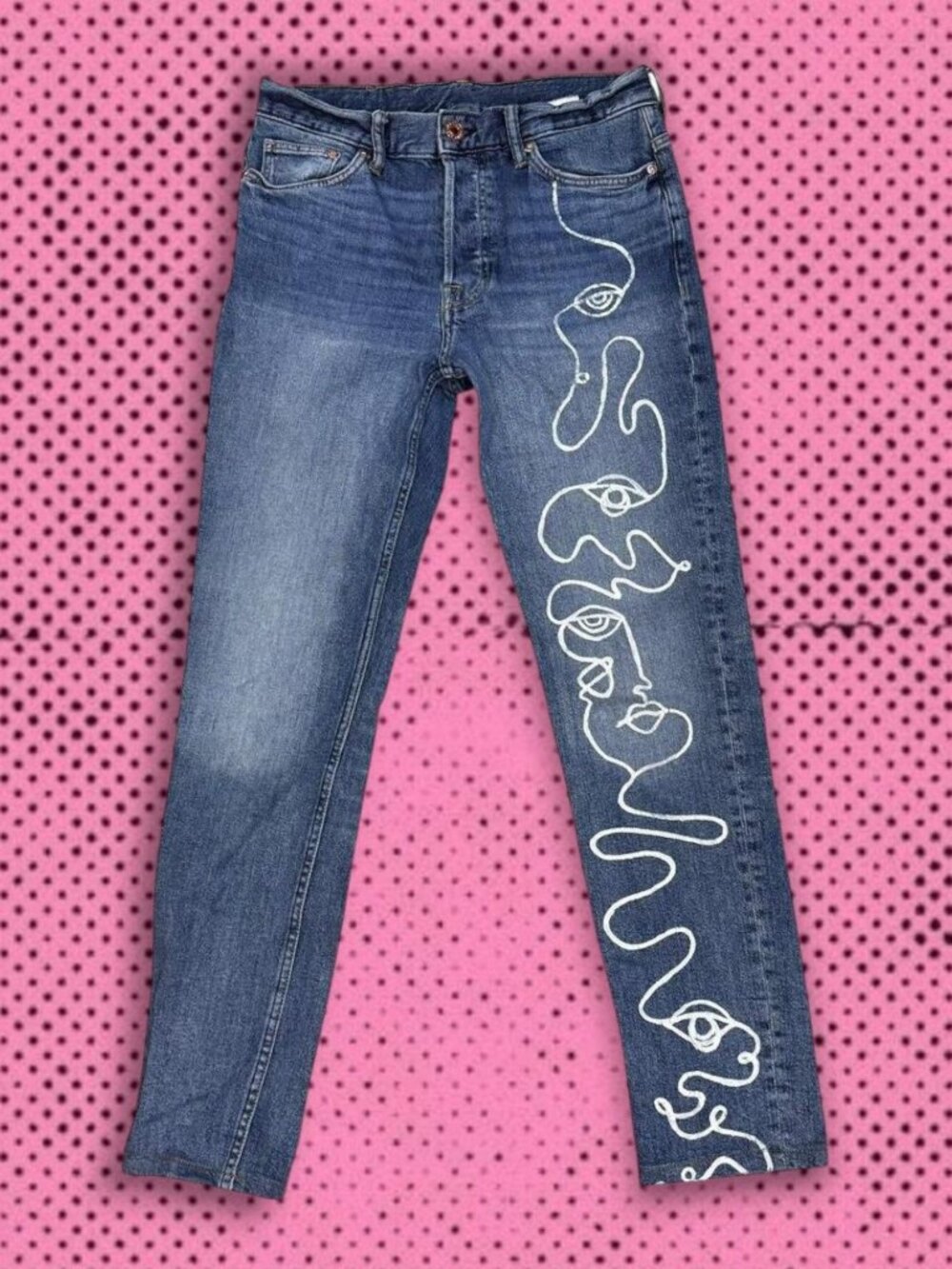 H&M Handpainted High Waisted Jeans